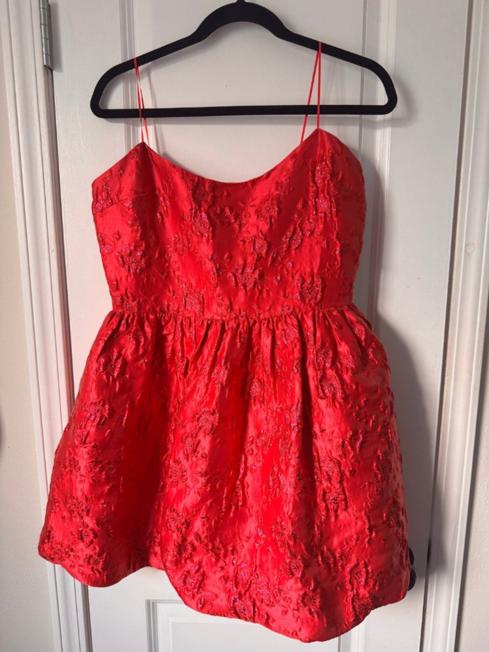 Amanda Uprichard Addison Brocade Strapless Mini Dress L Hot Pink Rosebud